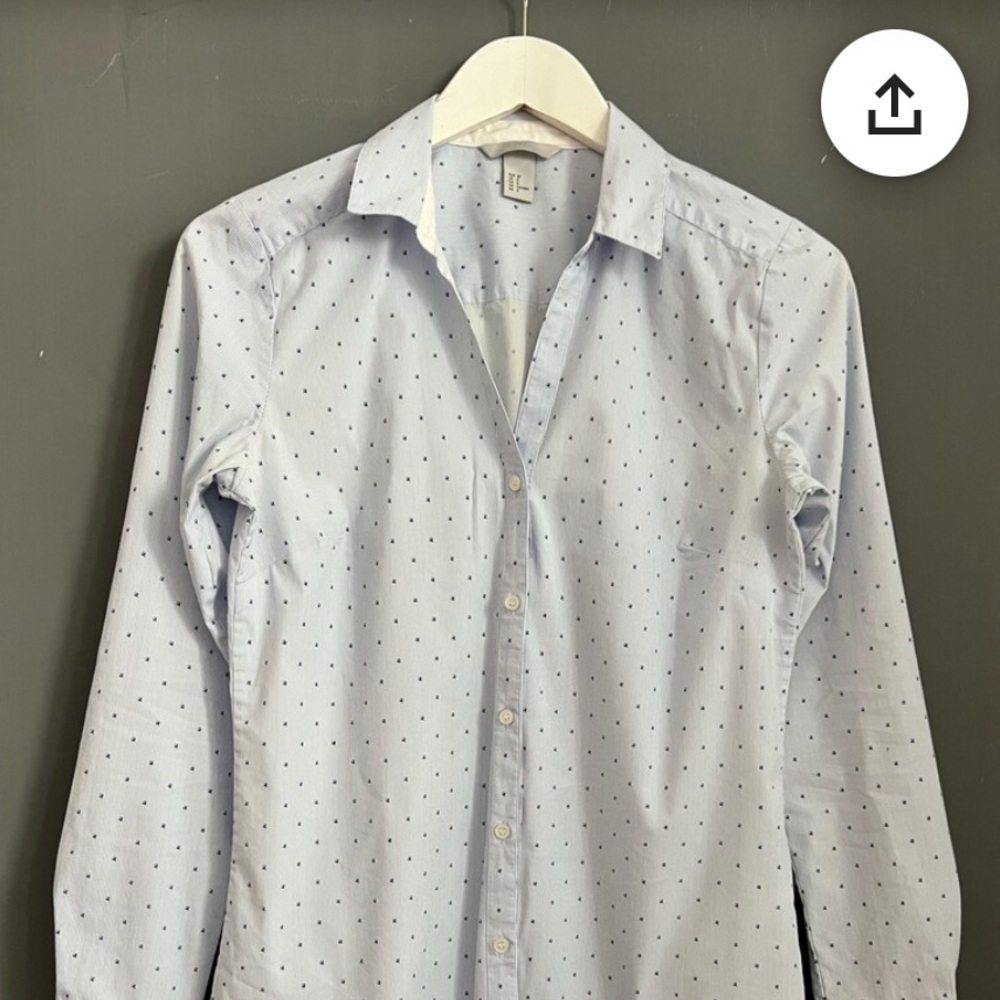 H&M Blue White Striped Button Down Shirt Size 6